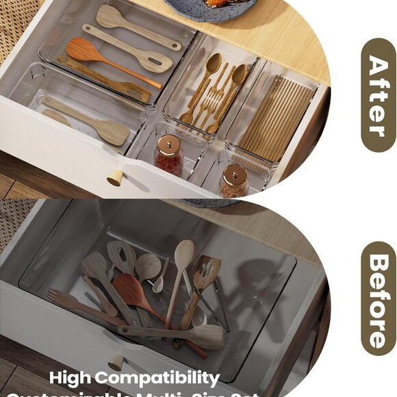 21 PCS Clear Drawer Organizer Storage Bins, 21 Piece Set, Organizers and Storage - Picture 3 of 7